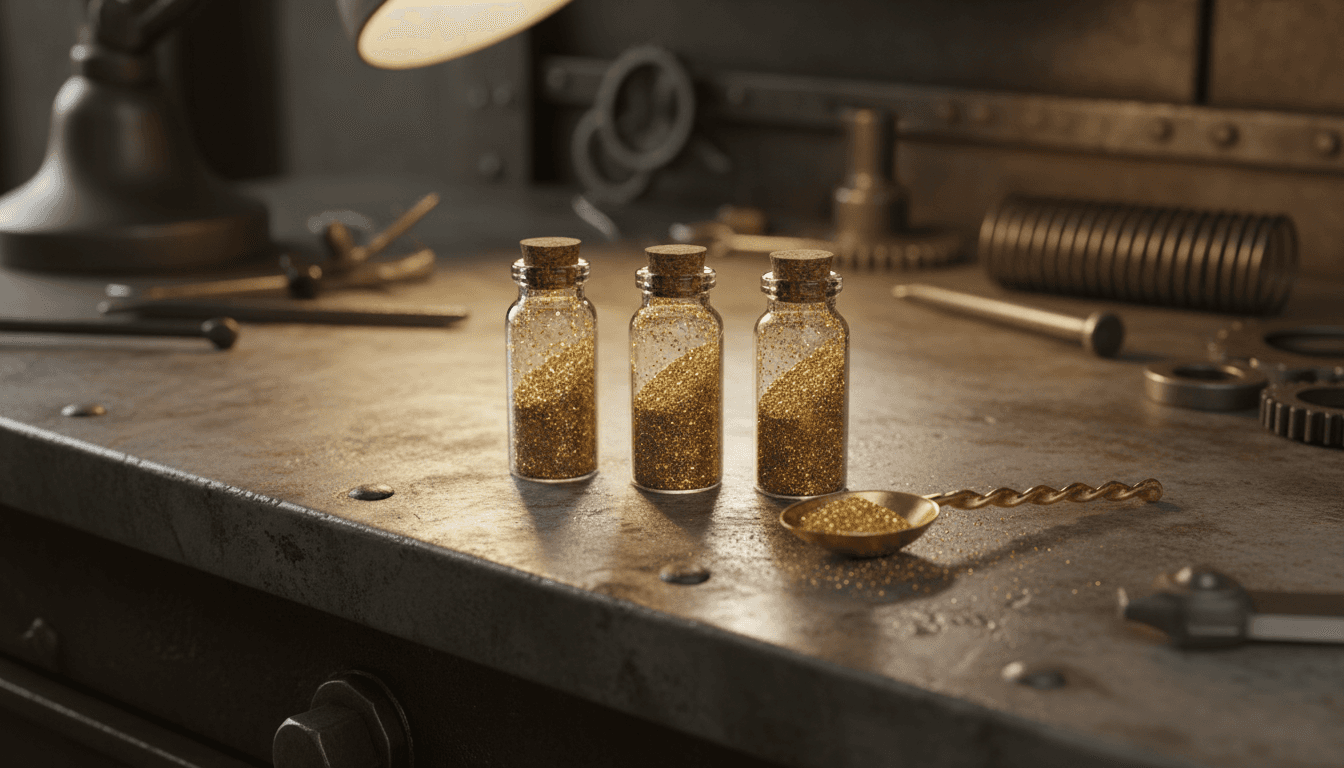 Gold dust in glass vials