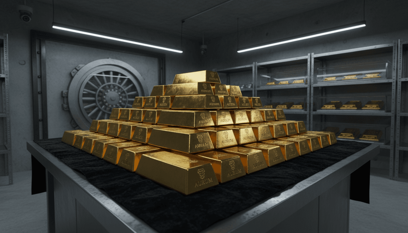 Gold bars stacked neatly