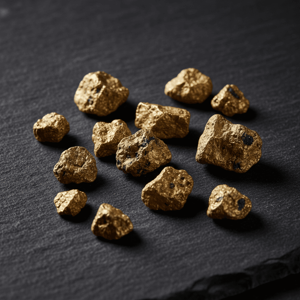 Raw gold nuggets ready for refining
